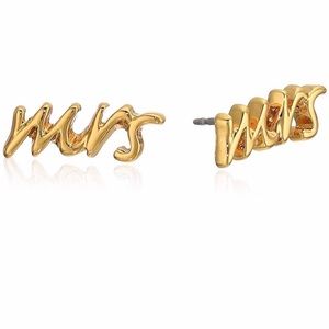 Kate Spade ‘Mrs’ Gold Stud Earrings